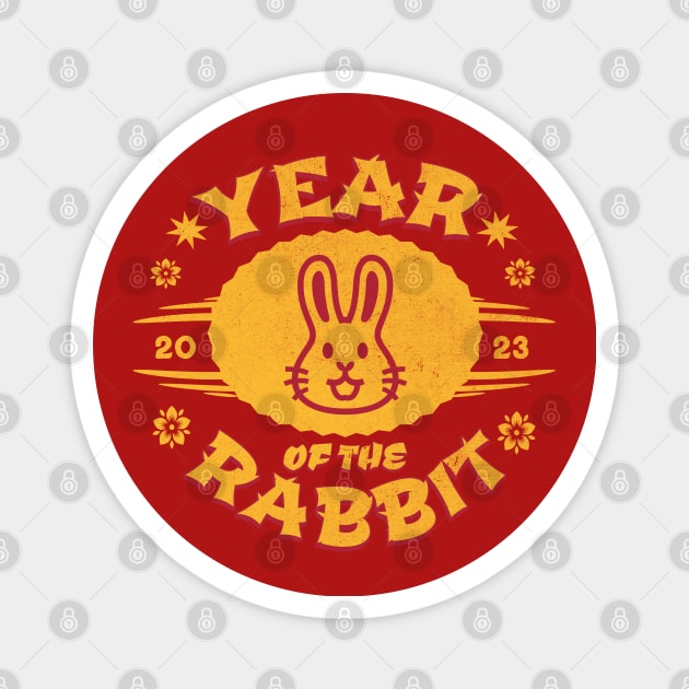 Cute Retro Chinese New Year 2023 - Year Of The Rabbit Kawaii Magnet by PUFFYP